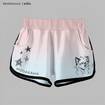 MODAKAWA X atka Gradient Cheeky Fox Graphic Shorts - Pink&Blue - 5XL - image 5