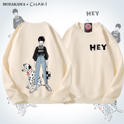 MODAKAWA X chaki Unisex-Sweatshirt mit Mädchen- und Dalmatiner-Motiv - Beige - 5XL - image 3