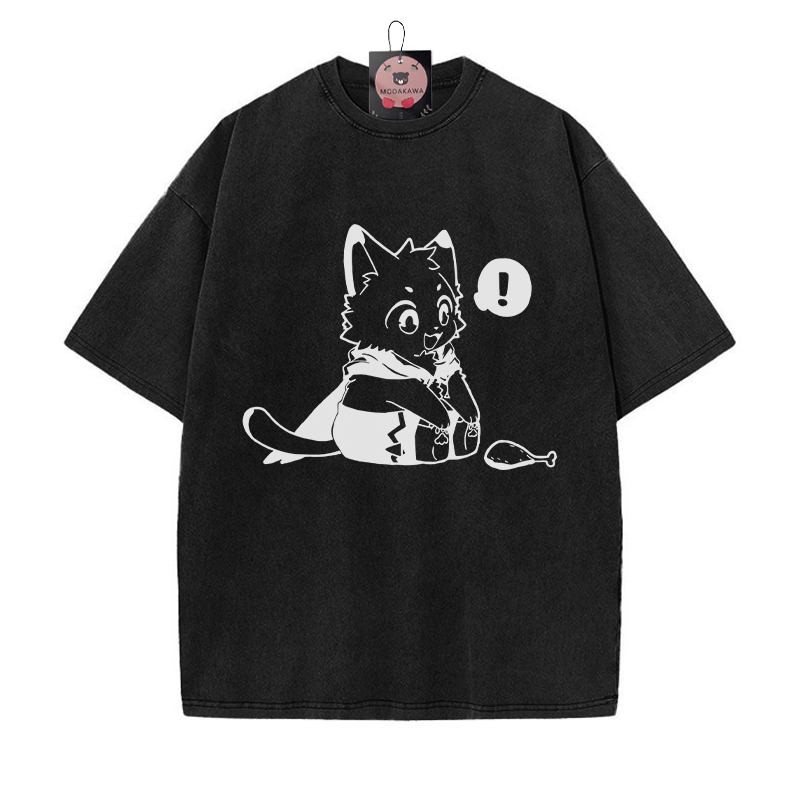 Fröhliches Kätzchen, das einen Trommelstock ansieht. Grafik. Unisex Vintage Washed T-Shirt - Schwarz - 5XL - image 4