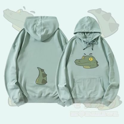 MODAKAWA Streetwear-Pullover-Hoodie mit Krokodil-Gesichts- und Schwanzgrafik - Grün - 5XL - image 3
