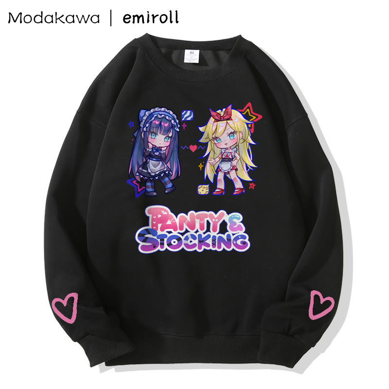 MODAKAWA X emiroll Sweatshirt mit Mädchenprint und Rundhalsausschnitt - Black - 3XL - image 4