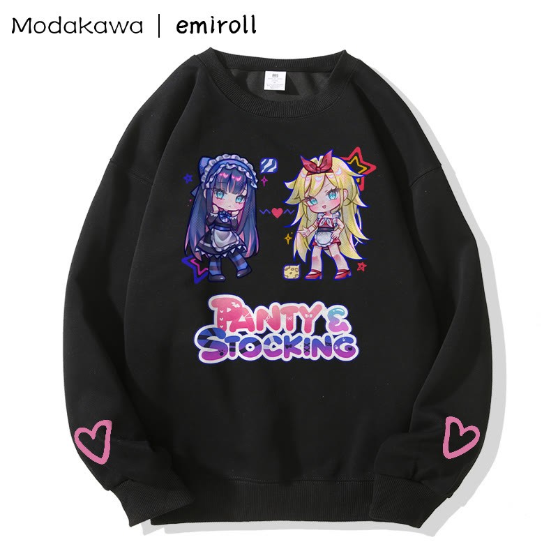 MODAKAWA X emiroll Sweatshirt mit Mädchenprint und Rundhalsausschnitt - Black - 3XL - image 4