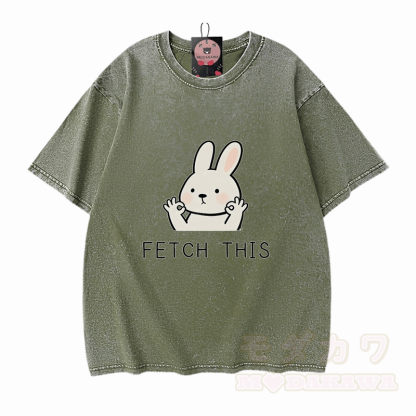 Hol dir dieses Modakawa Vintage T-Shirt mit Hasenmotiv aus 100 % Baumwolle (gewaschen). - Grün - 5XL - image 8