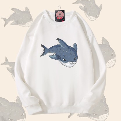 MODAKAWA Spurdog Shark Graphic Unisex Sweatshirt - White - 5XL - image 3