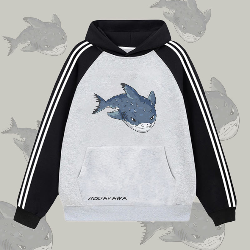 MODAKAWA Spurdog Shark Graphic Farben Block Fleece Lined Hoodie - Grey - 2XL - image 2