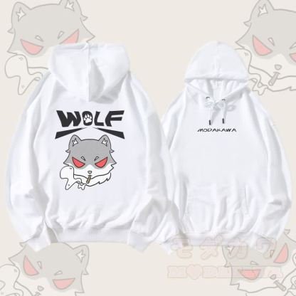 MODAKAWA Smoking Wolf Grafik Streetwear Pullover Hoodie - Weiß - 5XL - image 3