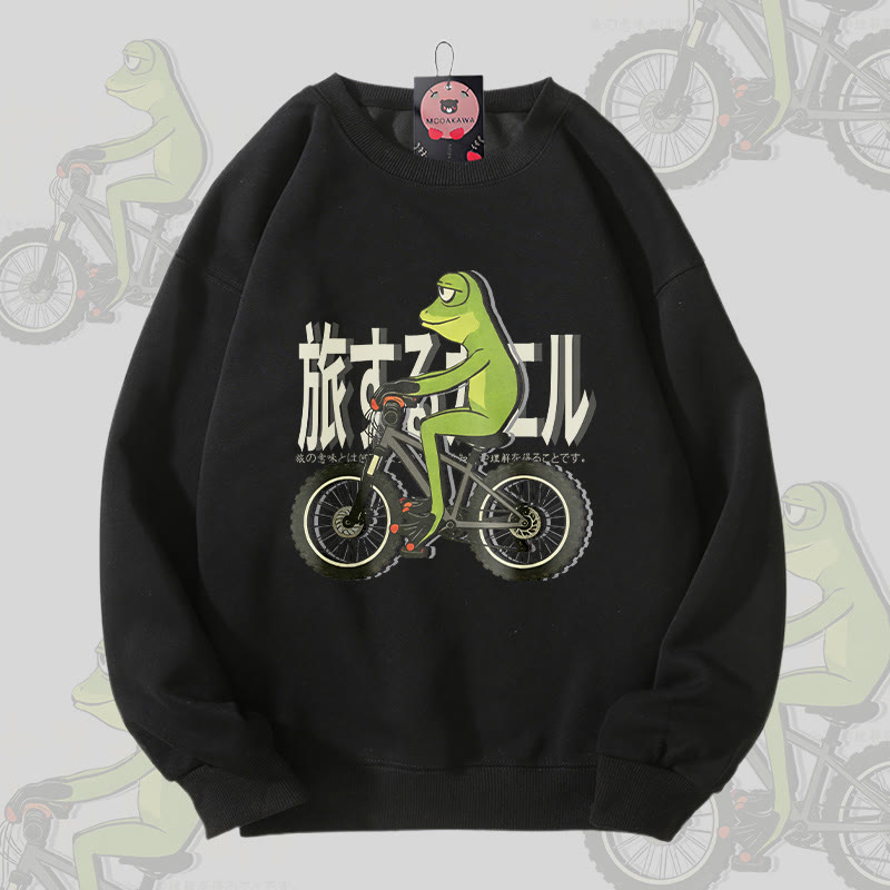 Unisex-Sweatshirt mit Fahrradfrosch-Grafik - Black - 5XL - image 4