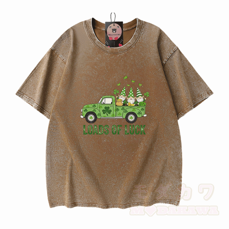 VIEL GLÜCK St. Pakrit's Day Autografik Modakawa Vintage gewaschenes T-Shirt aus 100% Baumwolle - Braun - 5XL - image 7