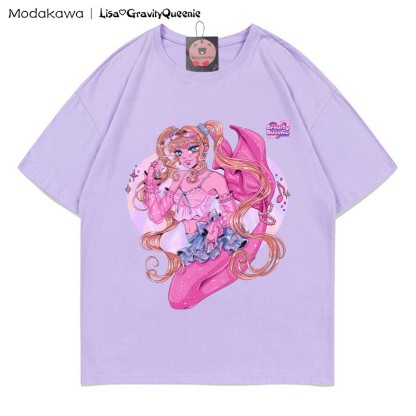 Gyaru Meerjungfrau Mädchen Grafik T-Shirt - Lila - 5XL - image 3