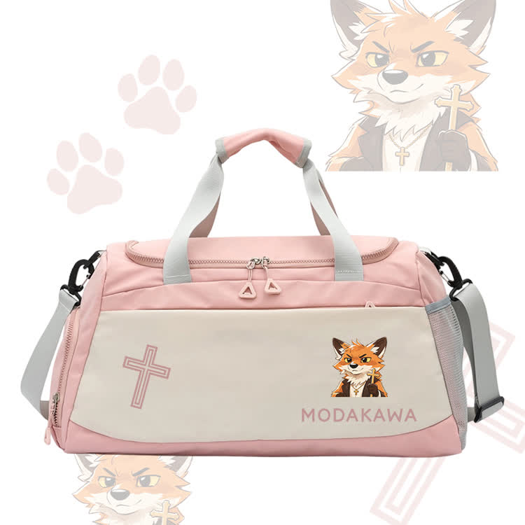 Modakawa Sporttasche mit großem Fassungsvermögen und Fuchs-Kreuz-Grafik - Pink - 55*28*26 cm - image 4
