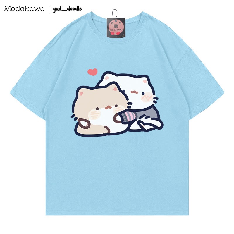 MODAKAWA X gud_doodle T-Shirt mit Kätzchen-Print - Blue - 5XL - image 6
