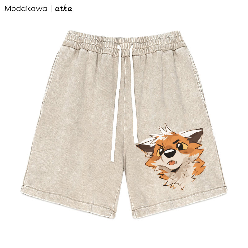 Shorts mit „Surprised Fox“-Grafik im Vintage-Look - Aprikose - 3XL - image 3