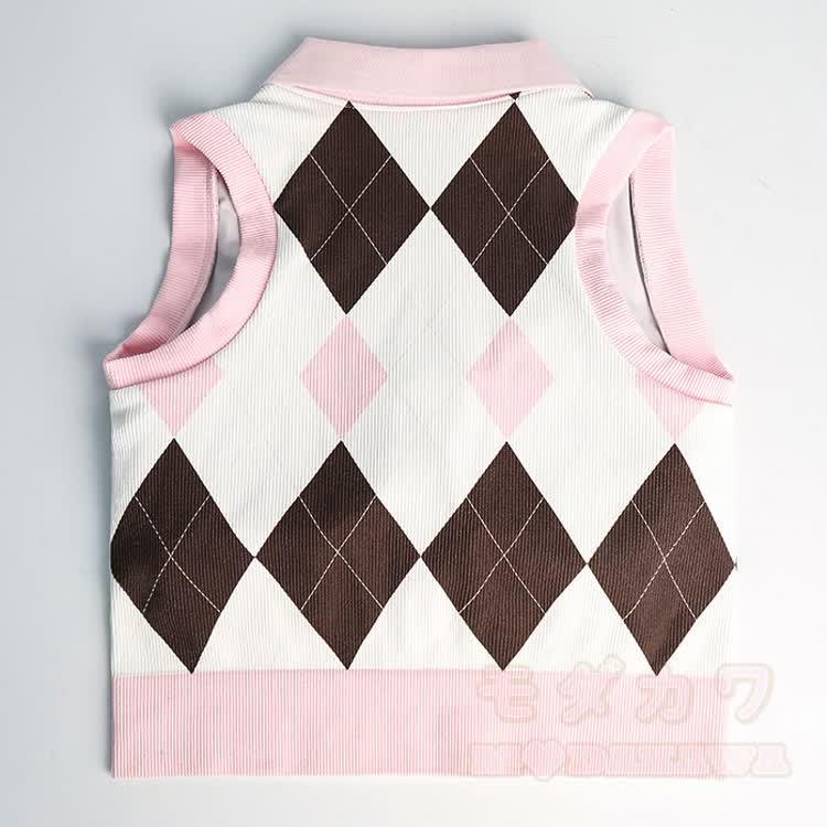 Pinkfarbenes Argyle-Strick-Crop-Top, plissierter Tennisrock, passendes Outfit - image 5