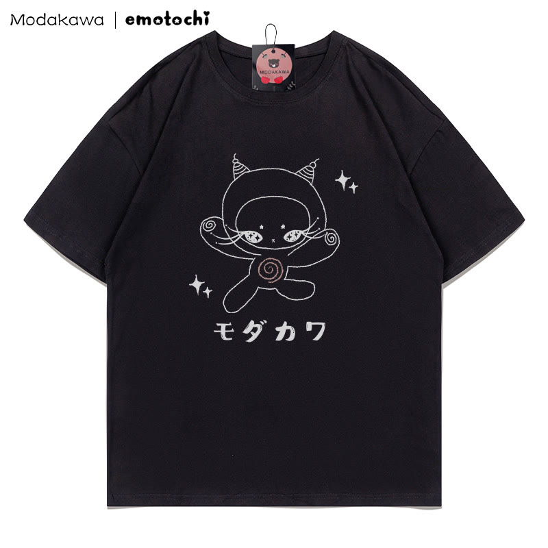 MODAKAWA X emotochi Kitty Star Print T-Shirt - Black - 5XL - image 3