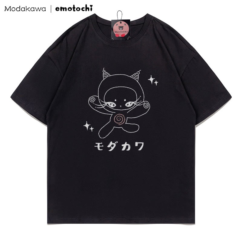 MODAKAWA X emotochi Kitty Star Print T-Shirt - Black - 5XL - image 3