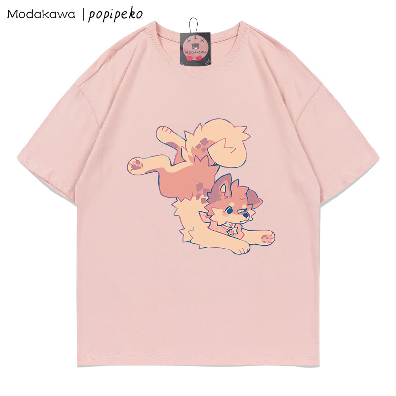 MODAKAWA X popipeko Welpenprint T-Shirt - Pink - 5XL - image 8