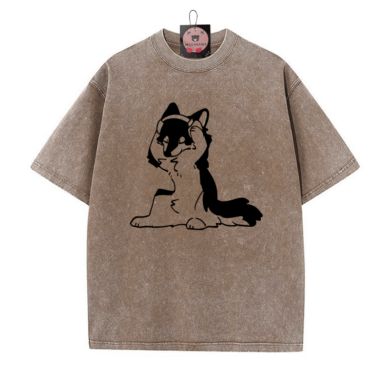 Lost In Music – Unisex-T-Shirt mit Welpe-Grafik im Vintage-Look - Braun - 5XL - image 4