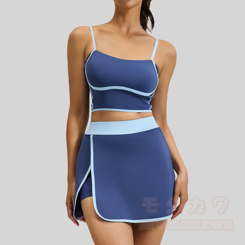 Lässiges Cami Crop Top und Split Skort Yoga Zweiteiliges Set - image 5