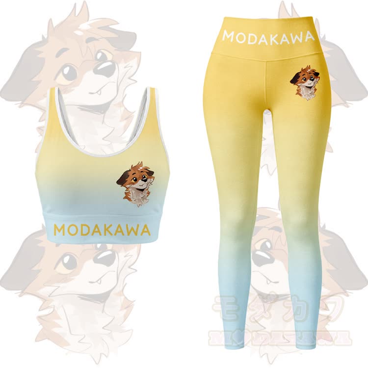 MODAKAWA X atka Fox Sport-BH-Top mit Farbverlauf und passender Leggings - Gelbes Set - 5XL - image 11