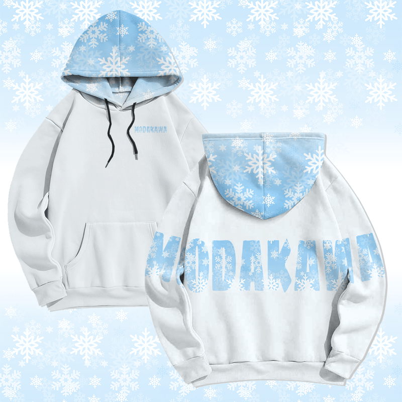 MODAKAWA Pullover-Hoodie mit Schneeflocken-Schriftzug und Allover-Print - White - 5XL - image 2
