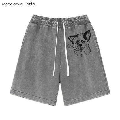 MODAKAWA X atka Fox Smoking Graphic Vintage Washed Shorts - Grau - 3XL - image 4