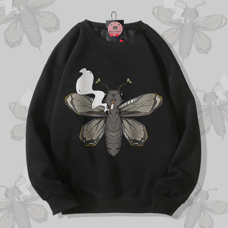 MODAKAWA Unisex-Sweatshirt mit Rauchermotte-Motiv - Black - 5XL - image 4