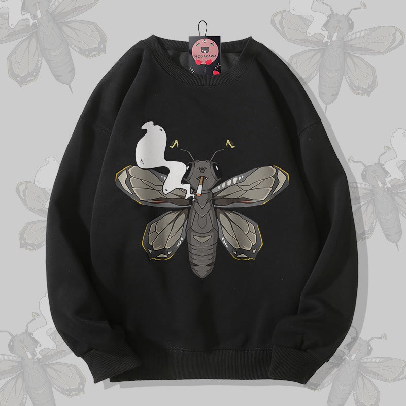 MODAKAWA Unisex-Sweatshirt mit Rauchermotte-Motiv - Black - 5XL - image 4