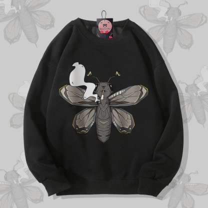 MODAKAWA Unisex-Sweatshirt mit Rauchermotte-Motiv - Black - 5XL - image 4