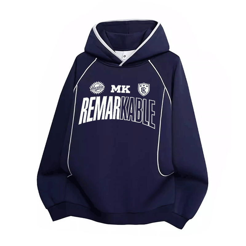 Bemerkenswerter Modakawa Raglan-Oversize-Pullover-Hoodie mit Grafikprint - Purplish Blue - 3XL - image 4