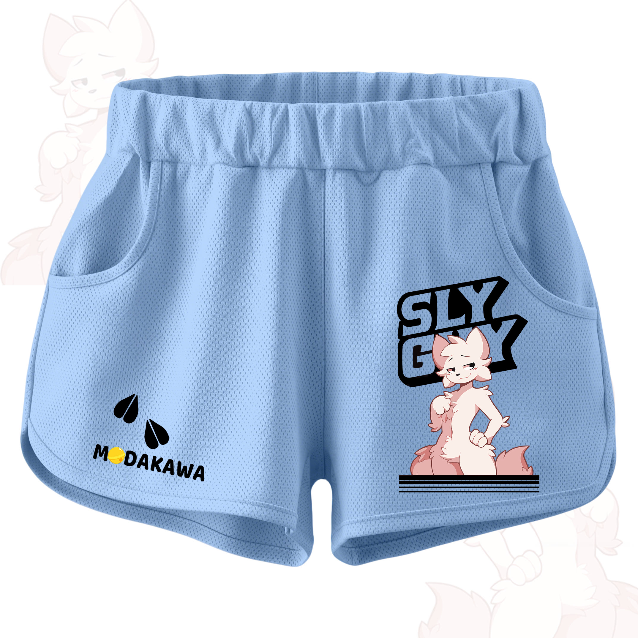 MODAKAWA X zarckets SLY GUY Anime Fox Print Casual Shorts - Blau - 5XL - image 6