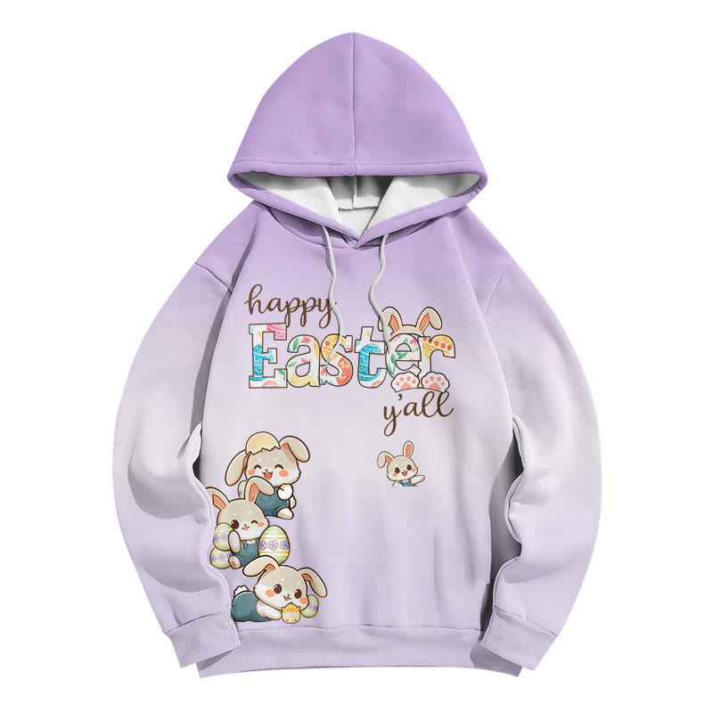 Modakawa Hoodie mit Farbverlauf, Hasenmotiv und Buchstabenprint, locker geschnitten - Purple - 6XL - image 3