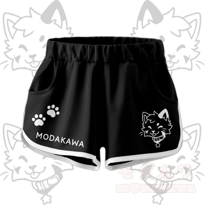 Kitty Graphic Crop Tank Sport Top Shorts Bikini Modakawa Matching Outfit - Schwarze Shorts - 4XL - image 8