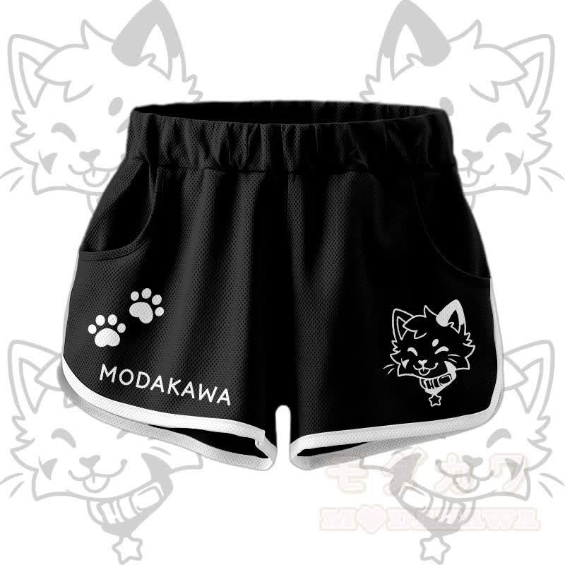 Kitty Graphic Crop Tank Sport Top Shorts Bikini Modakawa Matching Outfit - Schwarze Shorts - 4XL - image 8