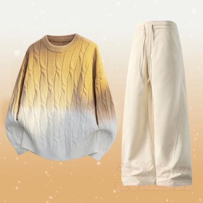 Zweiteiliger Strickpullover mit Farbverlauf und Taschen - Set E - 3XL - image 5