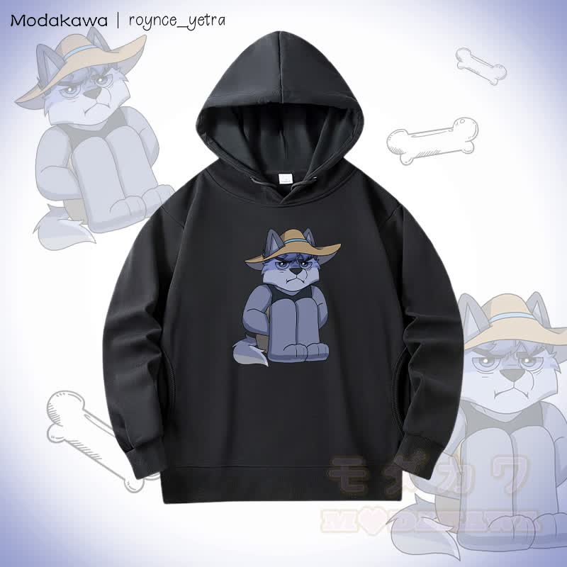 MODAKAWA X roynce_yetra Unhappy Roy Grafik-Baumwollhoodie mit Seitentaschen - Schwarz - 5XL - image 3
