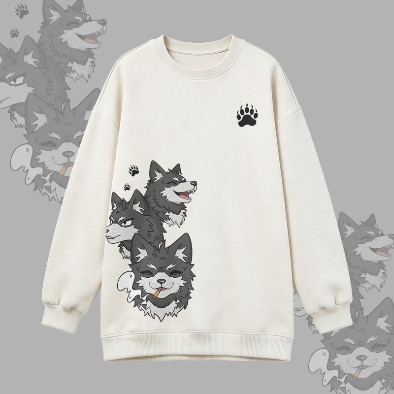 Koda Smoking Puppy Graphic Modakawa Oversized Crewneck Sweatshirt - White - 3XL - image 2
