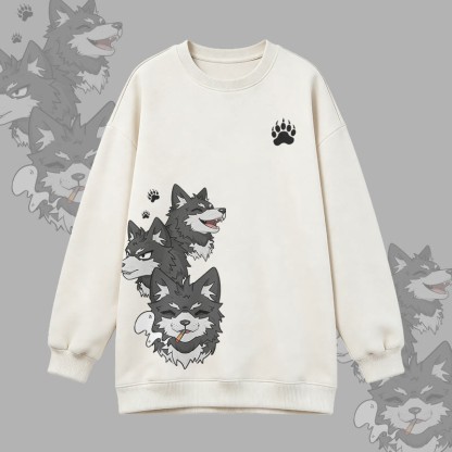 Koda Smoking Puppy Graphic Modakawa Oversized Crewneck Sweatshirt - White - 3XL - image 2