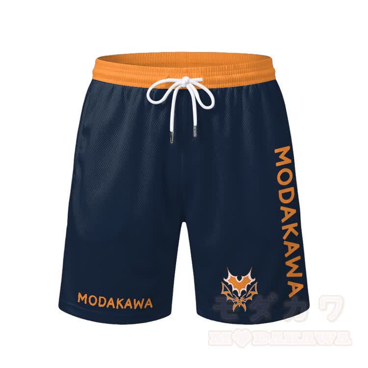 MODAKAWA X Aki Heart Bat Graphic Herren-Sport-T-Shirt mit Kordelzug und passender Shorts - Orange Shorts - 5XL - image 8