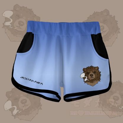 MODAKAWA Shorts mit Farbverlauf und rauchendem Bären-Grafik - Blau - 5XL - image 5