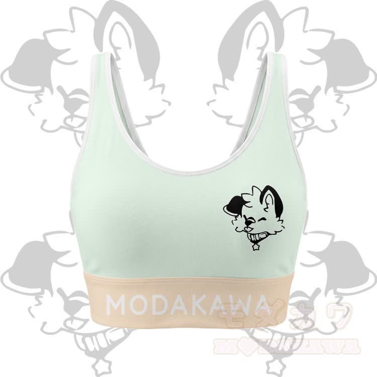 MODAKAWA X popipeko Zunge-raus-Welpen-Grafik Crop Tank Top Sport Top Rock Bikini passendes Outfit - Grüne Spitze - 4XL - image 4