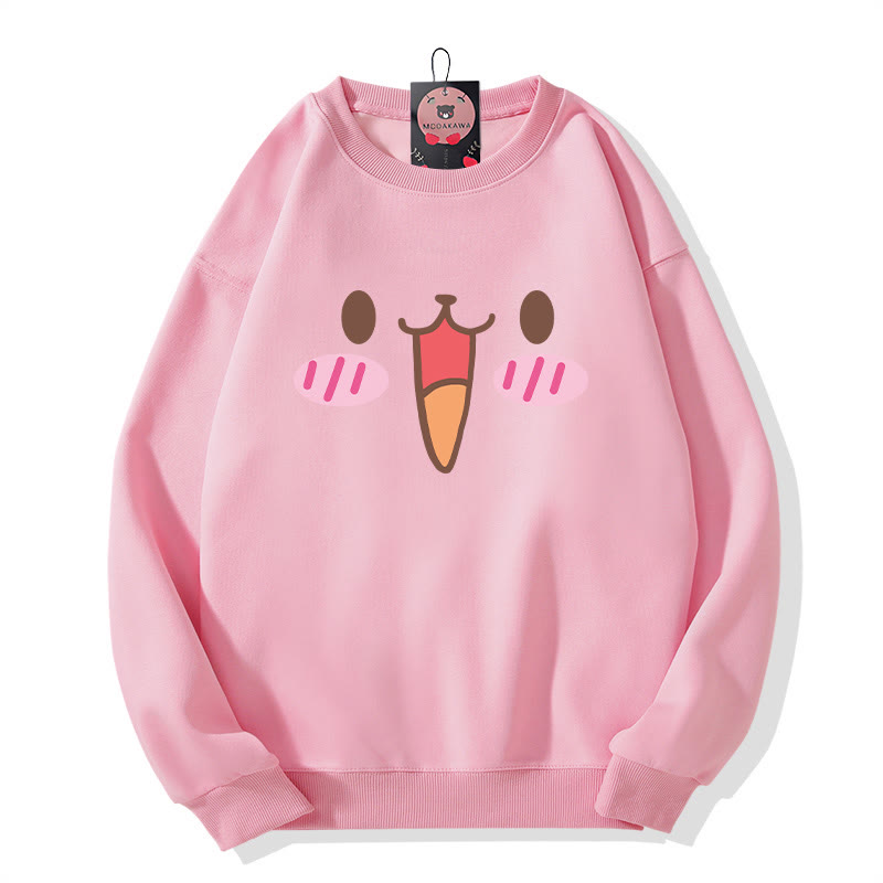 Sweatshirt mit Hasenprint und Rundhalsausschnitt - Pink - 5XL - image 4