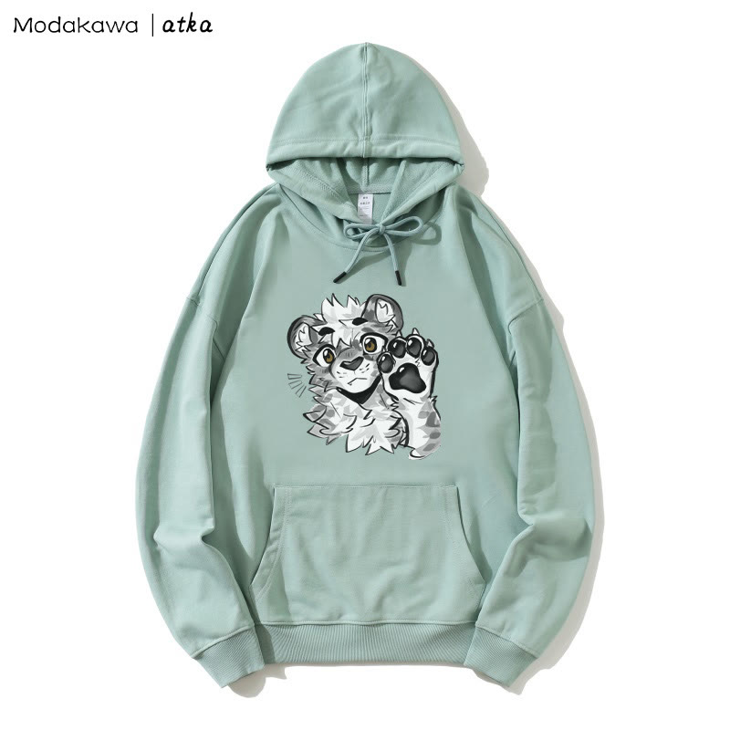 Kapuzenpullover mit Tigerpfoten-Wellen-Grafik - Green - 5XL - image 3