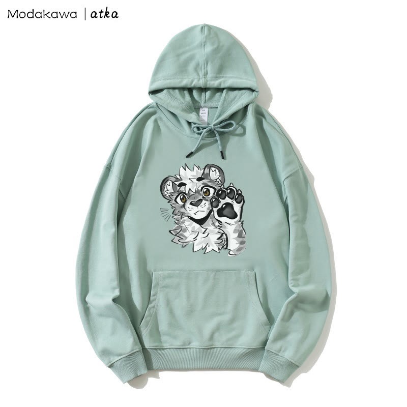 Kapuzenpullover mit Tigerpfoten-Wellen-Grafik - Green - 5XL - image 3