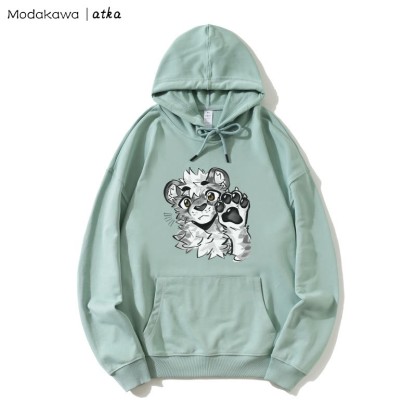 Kapuzenpullover mit Tigerpfoten-Wellen-Grafik - Green - 5XL - image 3