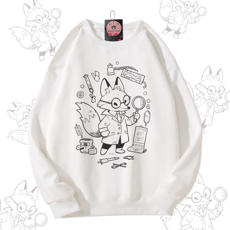 MODAKAWA Unisex-Sweatshirt mit Fuchs-Motiv und Forschungsmotiv - White - 5XL - image 2