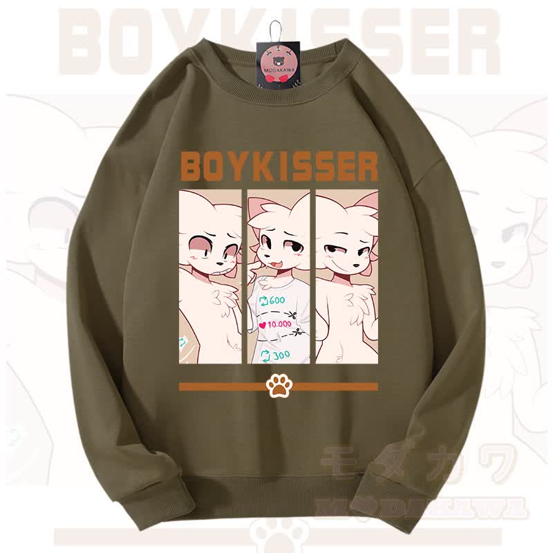 MODAKAWA X zarckets BOYKISSER Fuchs-Grafik Unisex-Sweatshirt - Armeegrün - 3XL - image 15