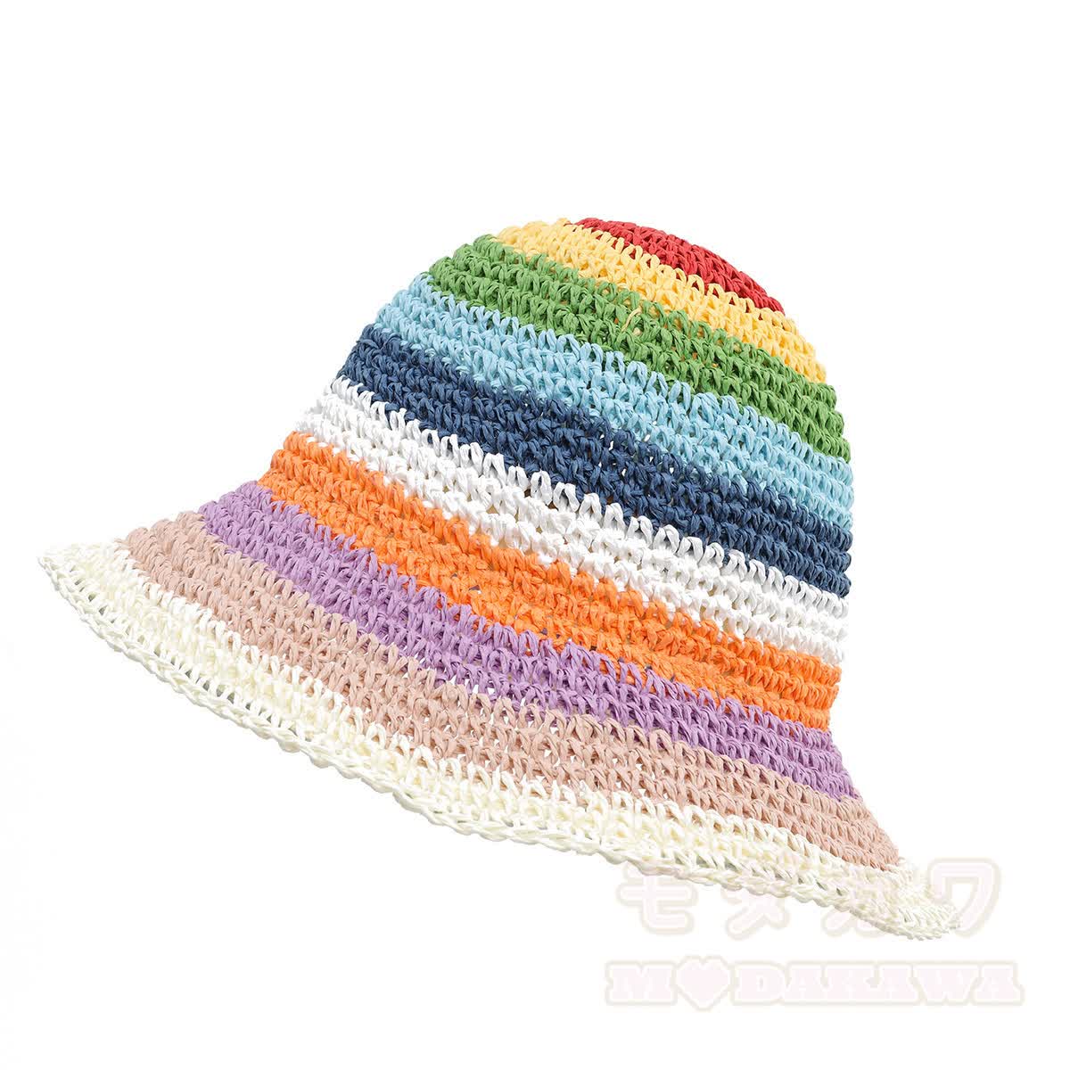 Strohhut, gewebt, Strandurlaub, Regenbogen-Sonnenhut - Mehrfarbig C - One Size - image 4