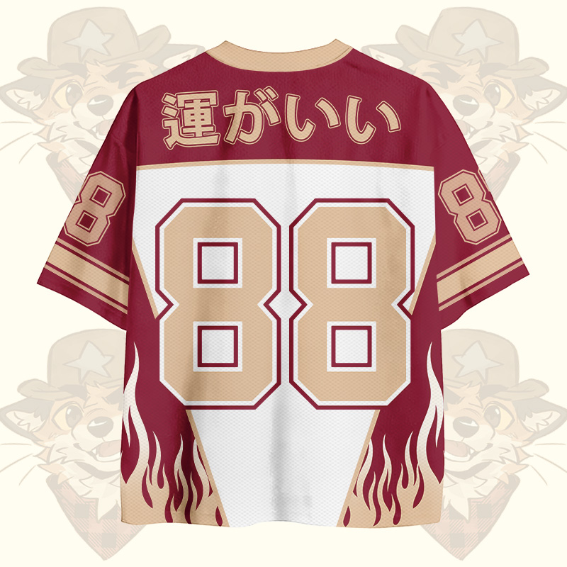 MODAKAWA X atka LUCK OUT Wink Fox Number Graphic Vintage Mesh Jersey T-Shirt - image 3