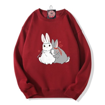 Sweatshirt mit Hasenprint und Rundhalsausschnitt - Red - 5XL - image 4