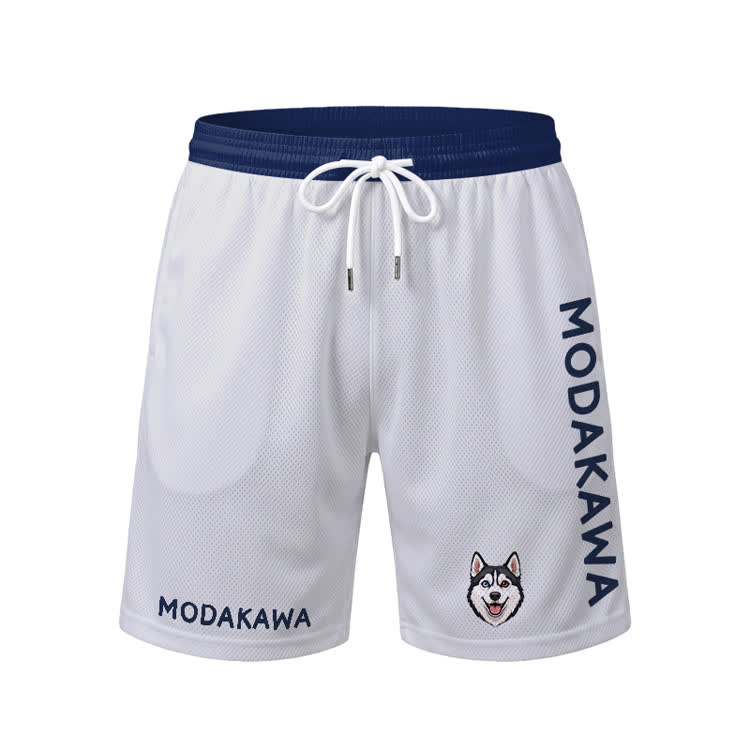 Sport-T-Shirt mit Husky-Motiv, Shorts mit Kordelzug, Modakawa-Partnerlook - White Shorts - 5XL - image 10